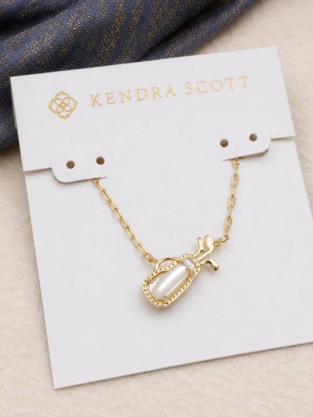 Kendra Scott Golf Gold Ivory Mother-of-Pearl Pendant Necklace